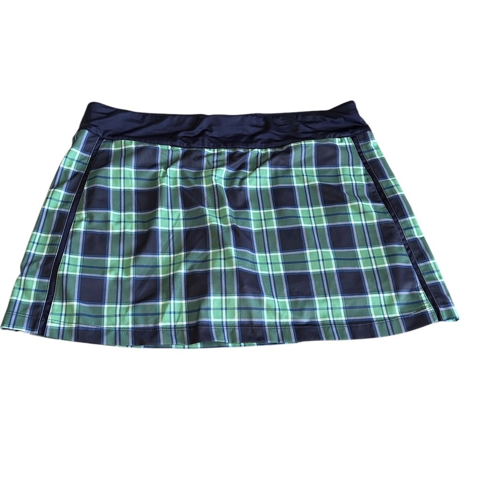 Lillie Green Women Plaid Athletic Skort Green Navy Blue Golf Tennis L Pickleball